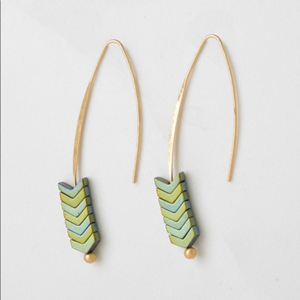 Chevron Hematite Threader Handmade NWT - Green